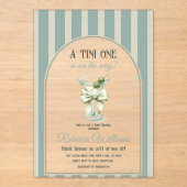 Minimalist Retro Bow Tini One Martini Baby Shower Acryleinladungen (Vorderseite)
