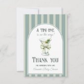 Minimalist Retro Bow Tini One Martini Baby Shower Dankeskarte (Vorderseite)