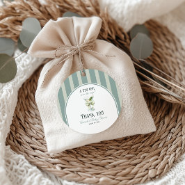 Minimalist Retro Bow Tini One Martini Baby Shower Geschenkanhänger