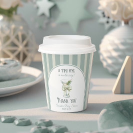 Minimalist Retro Bow Tini One Martini Baby Shower Pappbecher