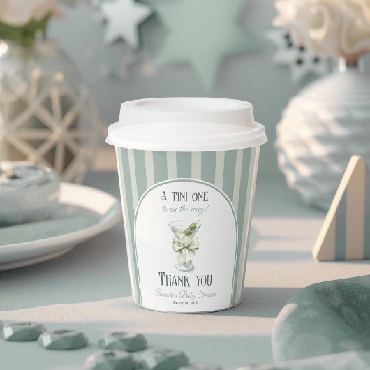 Minimalist Retro Bow Tini One Martini Baby Shower Pappbecher