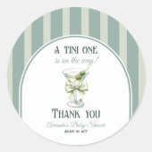 Minimalist Retro Bow Tini One Martini Baby Shower Runder Aufkleber (Vorderseite)