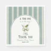 Minimalist Retro Bow Tini One Martini Baby Shower Serviette (Vorderseite)