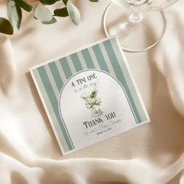 Minimalist Retro Bow Tini One Martini Baby Shower Serviette