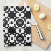 Minimalist retro check pattern – Monochrome design Geschirrtuch (Viertel Falte)