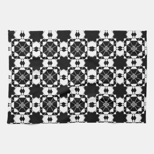 Minimalist retro check pattern – Monochrome design Geschirrtuch (Horizontal)