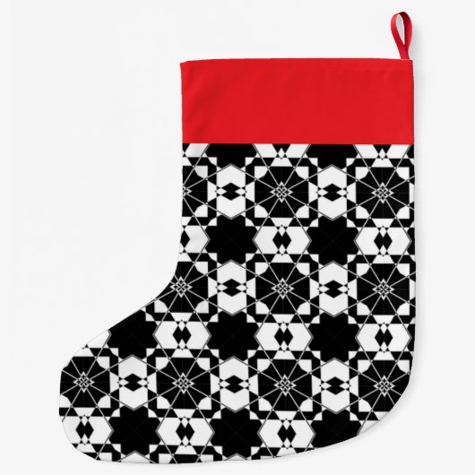 Minimalist retro check pattern – Monochrome design Großer Weihnachtsstrumpf (Rückseite)
