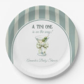 Minimalist Retro Fliege Tini One Martini Baby Show Pappteller (Vorderseite)