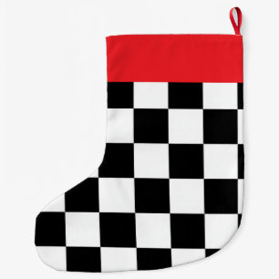 Minimalist Retro Kariert – Monochrome Streetwear Großer Weihnachtsstrumpf