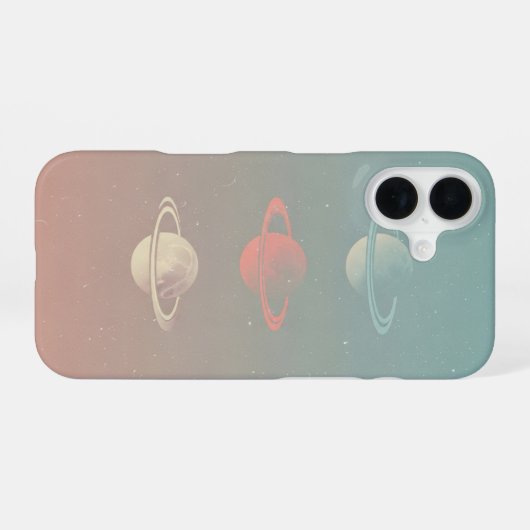 Minimalist Retro Ringed Moons Trio iPhone 16 Hülle (Rückseite (Horizontal))