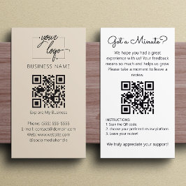 Minimalist Review Request with QR Code Chic Creamy Visitenkarte