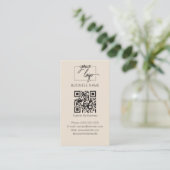 Minimalist Review Request with QR Code Chic Creamy Visitenkarte (Stehend Vorderseite)