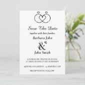 Minimalist Rings Heart Wedding Save The Date  Einladung (Stehend Vorderseite)