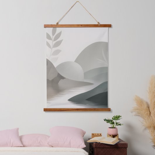 Minimalist River Wandteppich Mit Holzrahmen (Schlafzimmer)