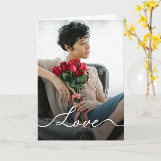 Minimalist Romantic Custom Photo Karte (Gelbe Blume)