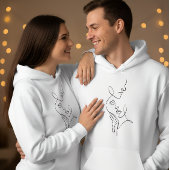 Minimalist Romantic Line Art Couple Hoodie
