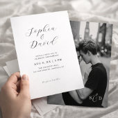 Minimalist Romantic Script Chic Photo Wedding Einladung