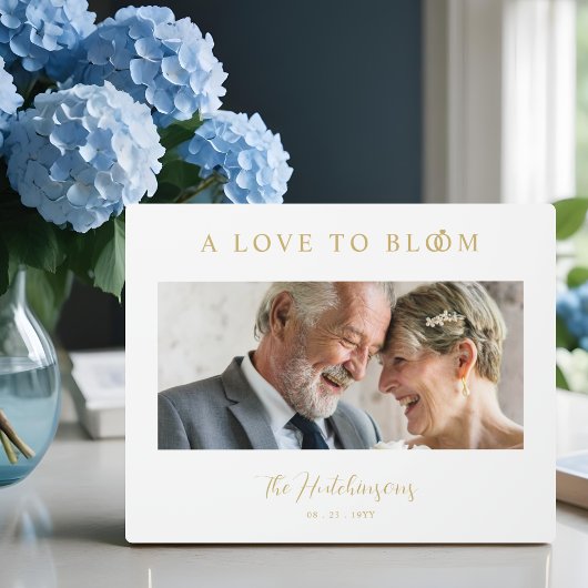 Minimalist Romantic Wedding Anniversary Faux GoLD Fotoplatte