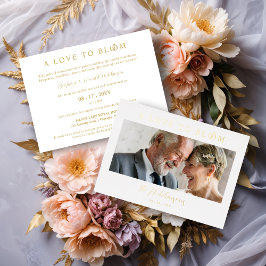 Minimalist Romantic Wedding Photo Anniversary Gold Folieneinladung