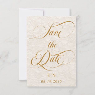 Minimalist romantisches Beige Gold Blumenmuster Save The Date