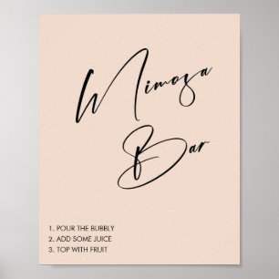 Minimalist rosa Brautparty Mimosa-Bar-Schild Poster
