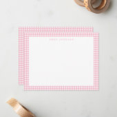 Minimalist rosa Gingham Karo Mitteilungskarte (Vorderseite/Rückseite Beispiel)