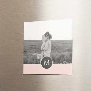 Minimalist Rosa Pastell Personalisierter Name & Fo Magnet