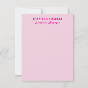 Minimalist rosa trendige personalisierte Namen anp Mitteilungskarte