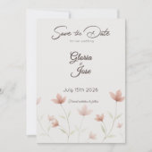 Minimalist Rosa Wildblume Save The Date (Vorderseite)