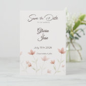Minimalist Rosa Wilde Blume Save The Date (Stehend Vorderseite)