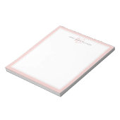 Minimalist rosafarbenes Monogramm mit zwei Rändern Notizblock (Rotiert)