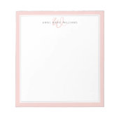 Minimalist rosafarbenes Monogramm mit zwei Rändern Notizblock (Vorderseite)