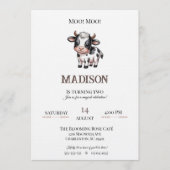 Minimalist Rose Beige Invitation Cow Birthday Einladung (Vorderseite)