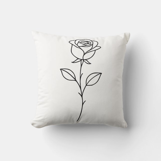 Minimalist Rose Botanical Line Art Kissen (Vorderseite)