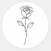 Minimalist Rose Botanical Line Art Runder Aufkleber (Vorderseite)