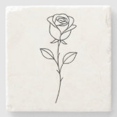 Minimalist Rose Botanical Line Art Steinuntersetzer (Vorderseite)