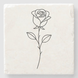 Minimalist Rose Botanical Line Art Steinuntersetzer