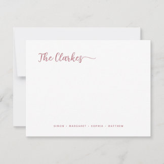 Minimalist Rose Gold Family Stationery  Mitteilungskarte