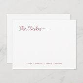 Minimalist Rose Gold Family Stationery Mitteilungskarte (Vorne/Hinten)