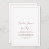 Minimalist Rose Gold Lingerie Shower Invitation Einladung (Vorne/Hinten)