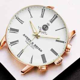 Minimalist Rose Gold Wedding Personalized with Nam Armbanduhr