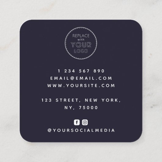 Minimalist Rose Hand Logo Quadratische Visitenkarte (Rückseite)