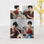 Minimalist Rose Heart Photo Collage Custom  Karte (Gelbe Blume)