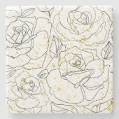 Minimalist Rose Line Art Pattern Decorative Throw  Steinuntersetzer (Vorderseite)