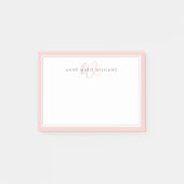 Minimalist Rosé-Schrift Zwei-Rahmen-Monogramm Post-it Klebezettel (Vorderseite)