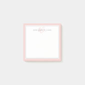 Minimalist Rosé-Schrift Zwei-Rahmen-Monogramm Post-it Klebezettel (Vorderseite)