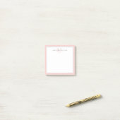 Minimalist Rosé-Schrift Zwei-Rahmen-Monogramm Post-it Klebezettel (Auf Schreibtisch)