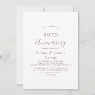 Minimalist Roségoldene 50. Hochzeitstag-Jubiläum Einladung