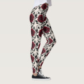 Minimalist Roses In Black And Deep Red On A Cream Leggings (Rechts)