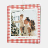 Minimalist Rot Gingham Foto Keramikornament (Links)